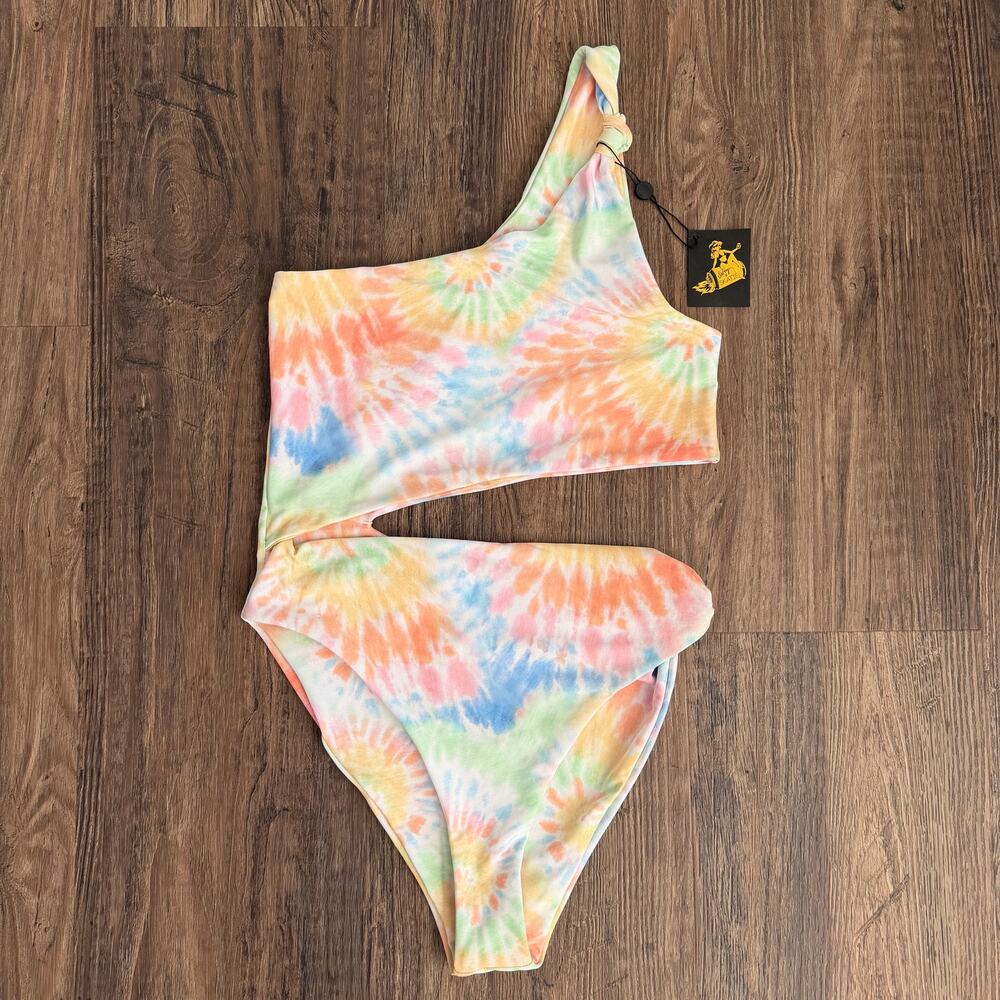 NEW Skatie Nicole One Piece Swimsuit in Oahu Tie Dye Print Size Large - Picture 3 of 11
